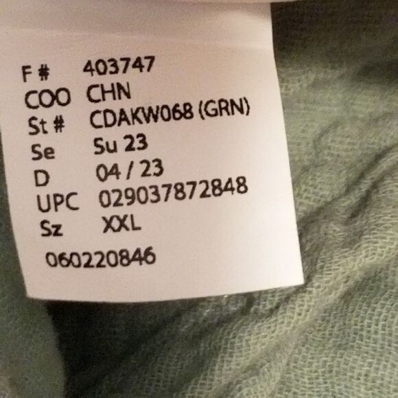 Anne Klein XXL Top Gauze Cotton Roll Tab Sleeve Button Front Sage Green Beachy - Picture 9 of 11